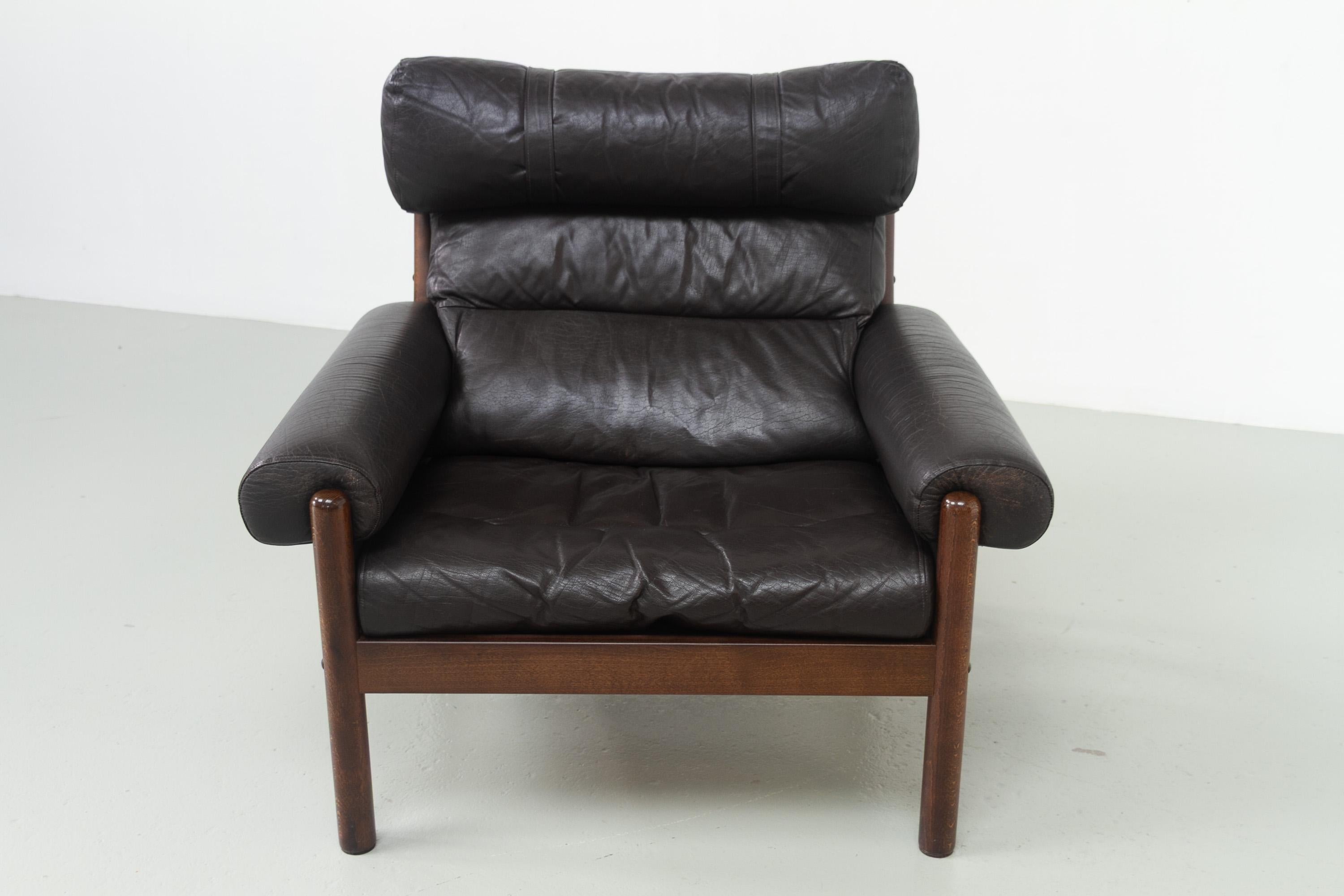 Chaise longue danoise en cuir de style Norells du milieu du siècle dernier, années 1960. en vente 1