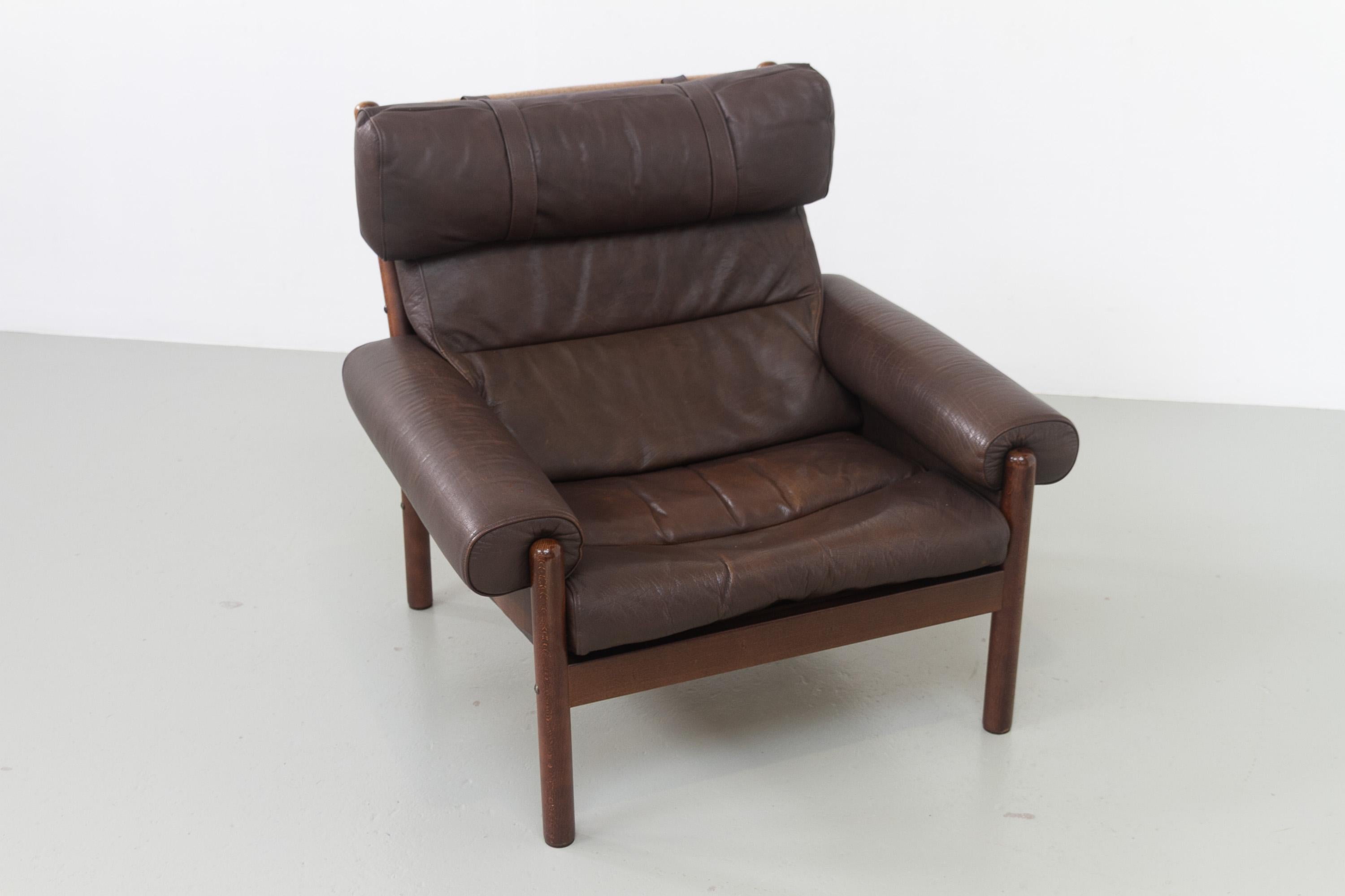 Chaise longue danoise en cuir de style Norells du milieu du siècle dernier, années 1960. en vente 1
