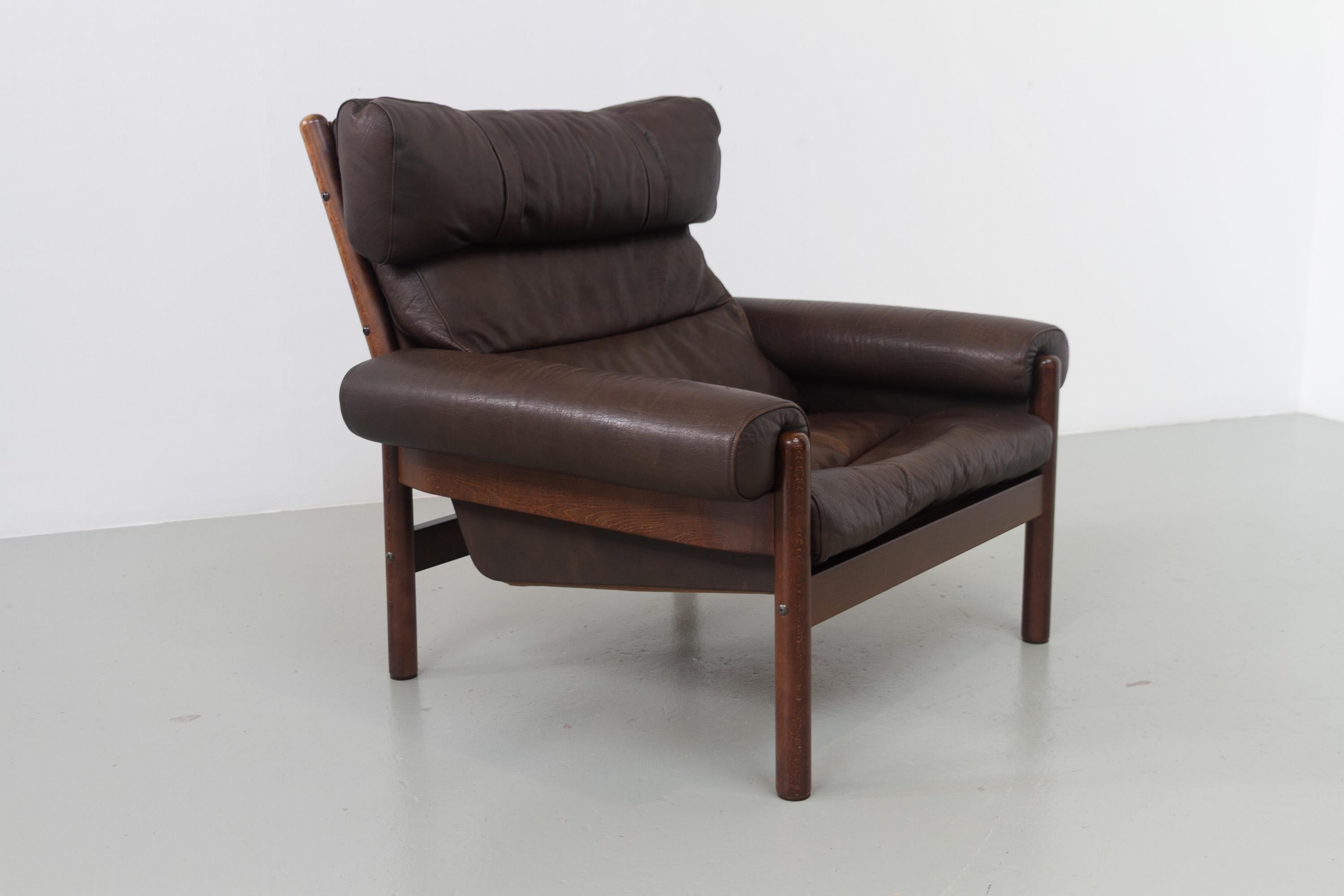 Chaise longue danoise en cuir de style Norells du milieu du siècle dernier, années 1960. en vente 2