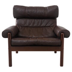 Danish Mid-Century Norell Style Leather Lounge Chair, 1960s.