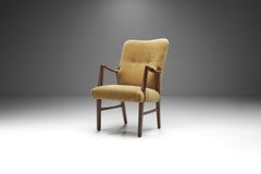 Danish Mid-Century Nut Wood Armchair, Denmark 1950s