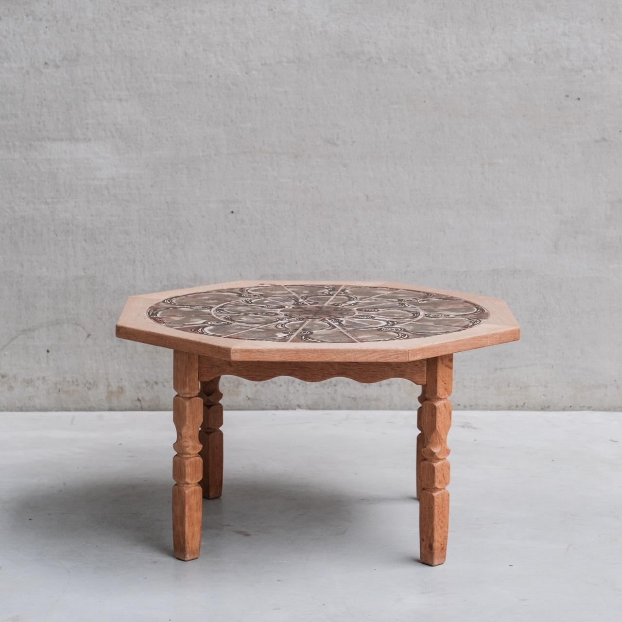 Danish Mid-Century Oak and Ceramic Tile Coffee Table In Good Condition For Sale In London, GB