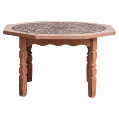 Retro Danish Mid-Century Oak and Ceramic Tile Coffee Table