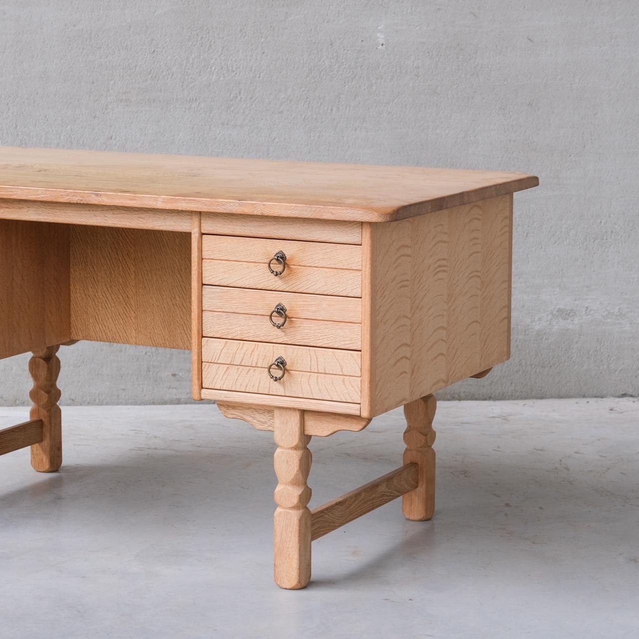 Mid-20th Century Danish Mid-Century Oak Desk attr. to Henning Kjaernulf For Sale