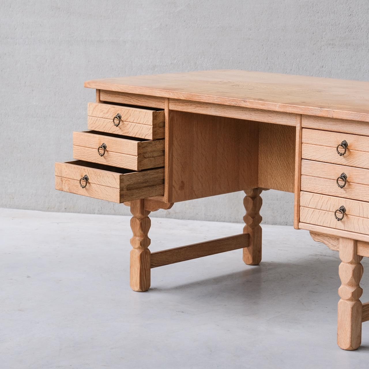 Danish Mid-Century Oak Desk attr. to Henning Kjaernulf For Sale 2