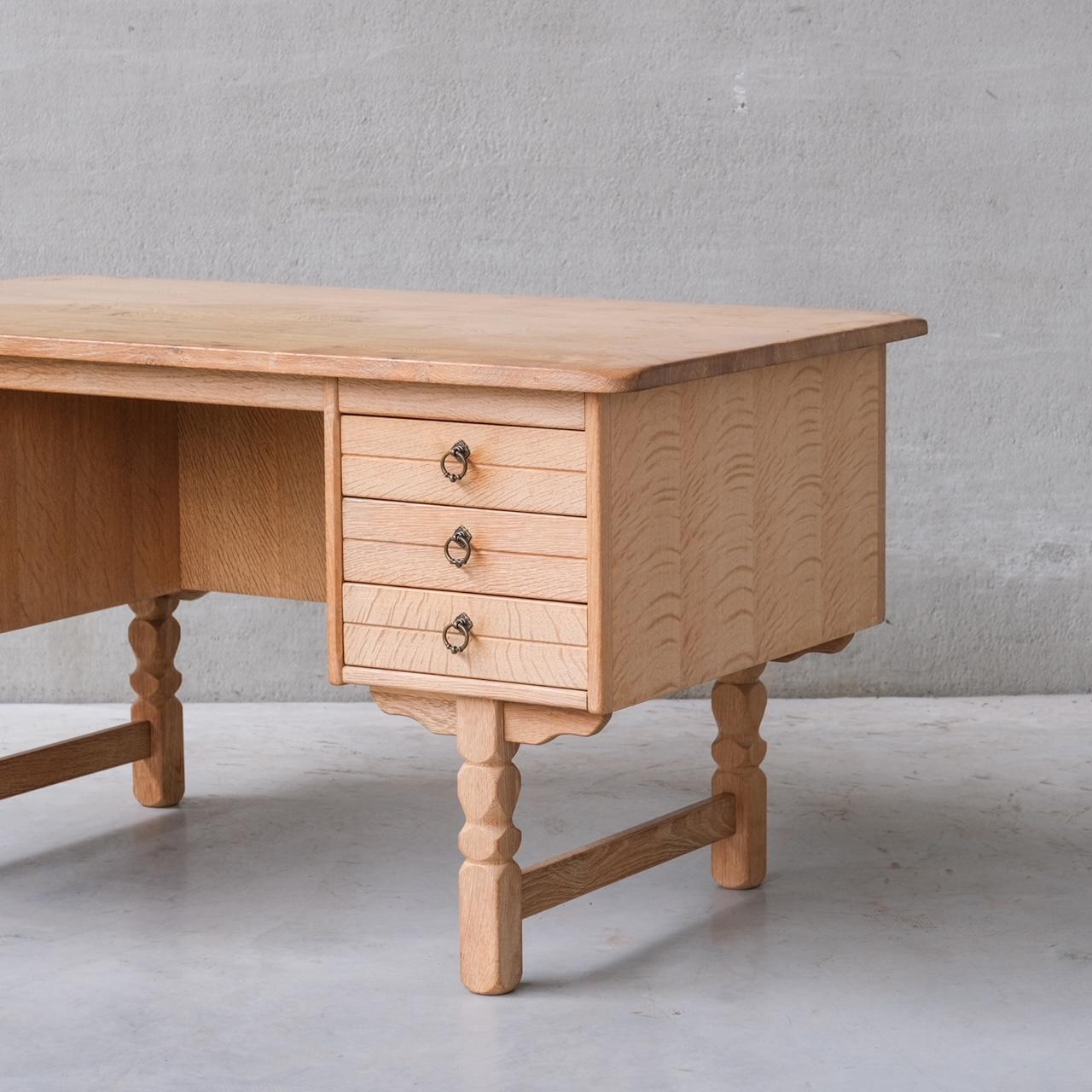 Danish Mid-Century Oak Desk attr. to Henning Kjaernulf For Sale 4