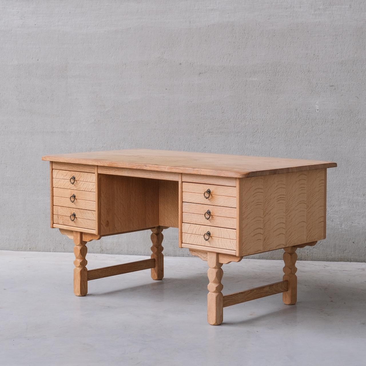 Danish Mid-Century Oak Desk attr. to Henning Kjaernulf For Sale 5