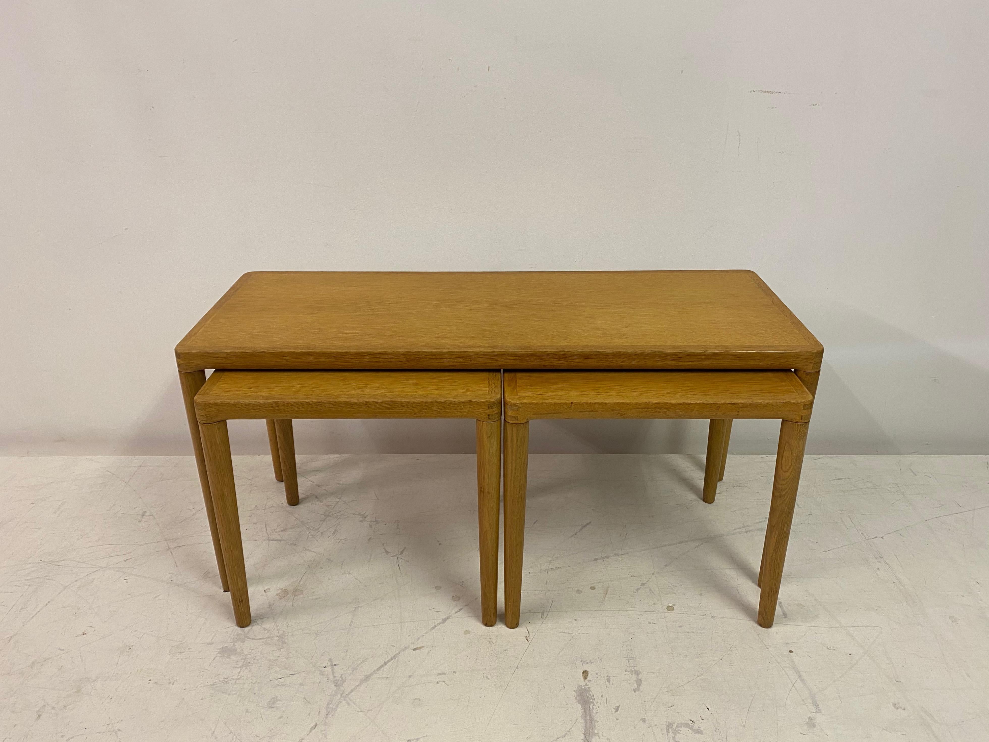 Danish Mid Century Oak Nest of Tables by H.W Klein For Bramin In Good Condition In London, London