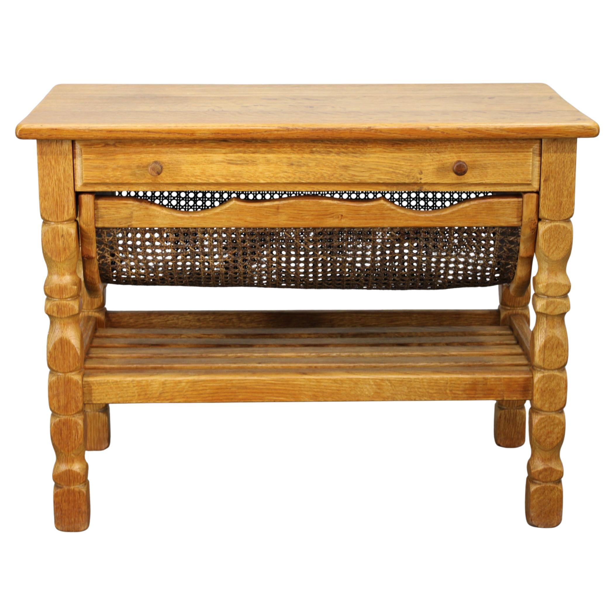 Danish Mid Century Oak Sewing Cabinet by Henning Kjaernulf For Sale