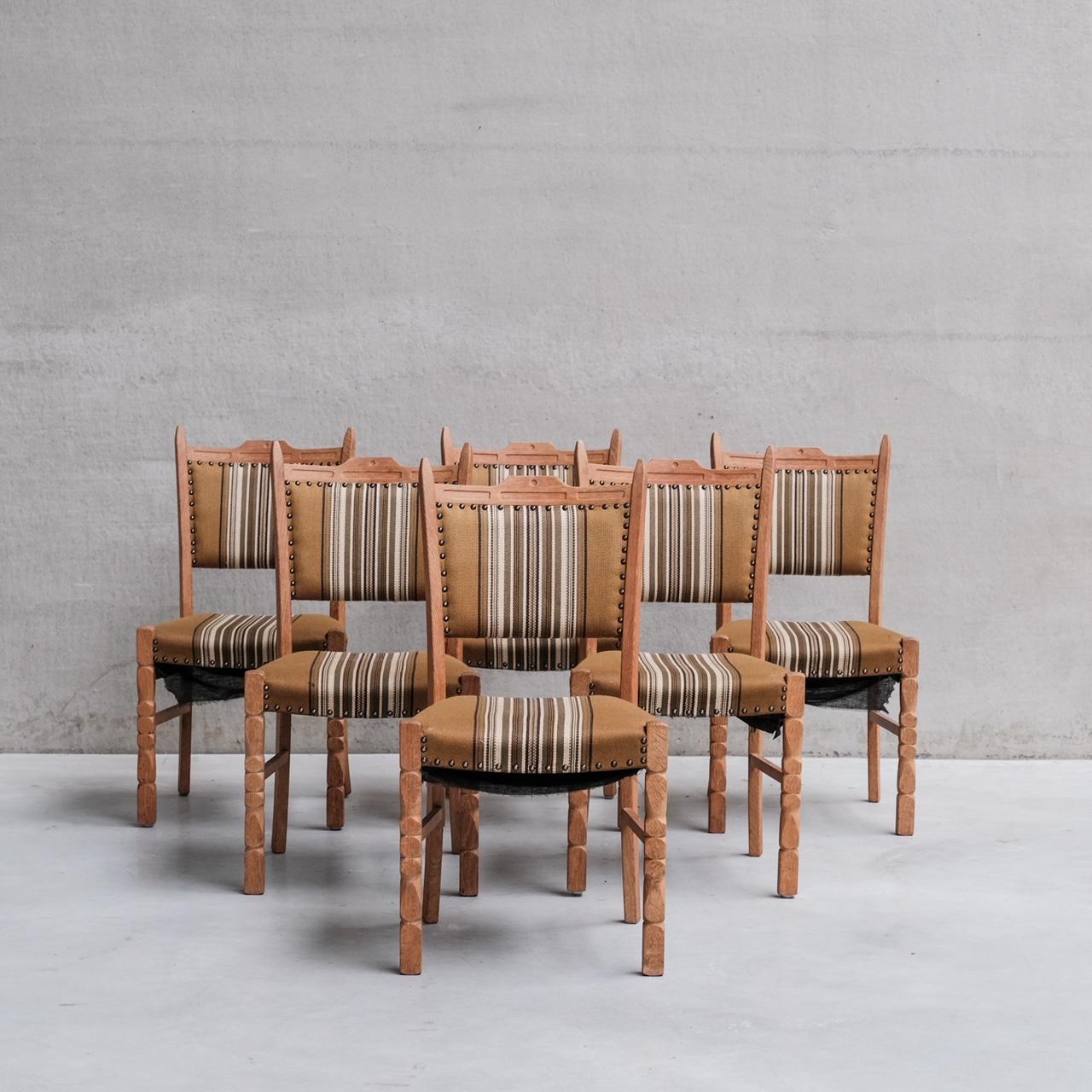 Danish Mid-Century Oak Upholstered Dining Chairs (6) 6