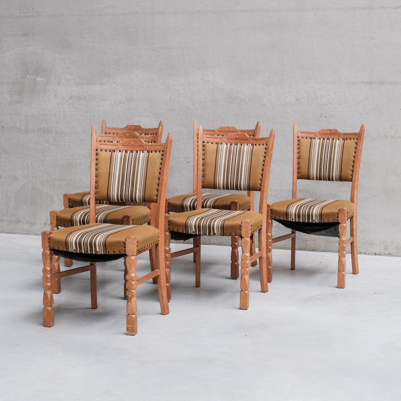 Danish Mid-Century Oak Upholstered Dining Chairs (6) 7