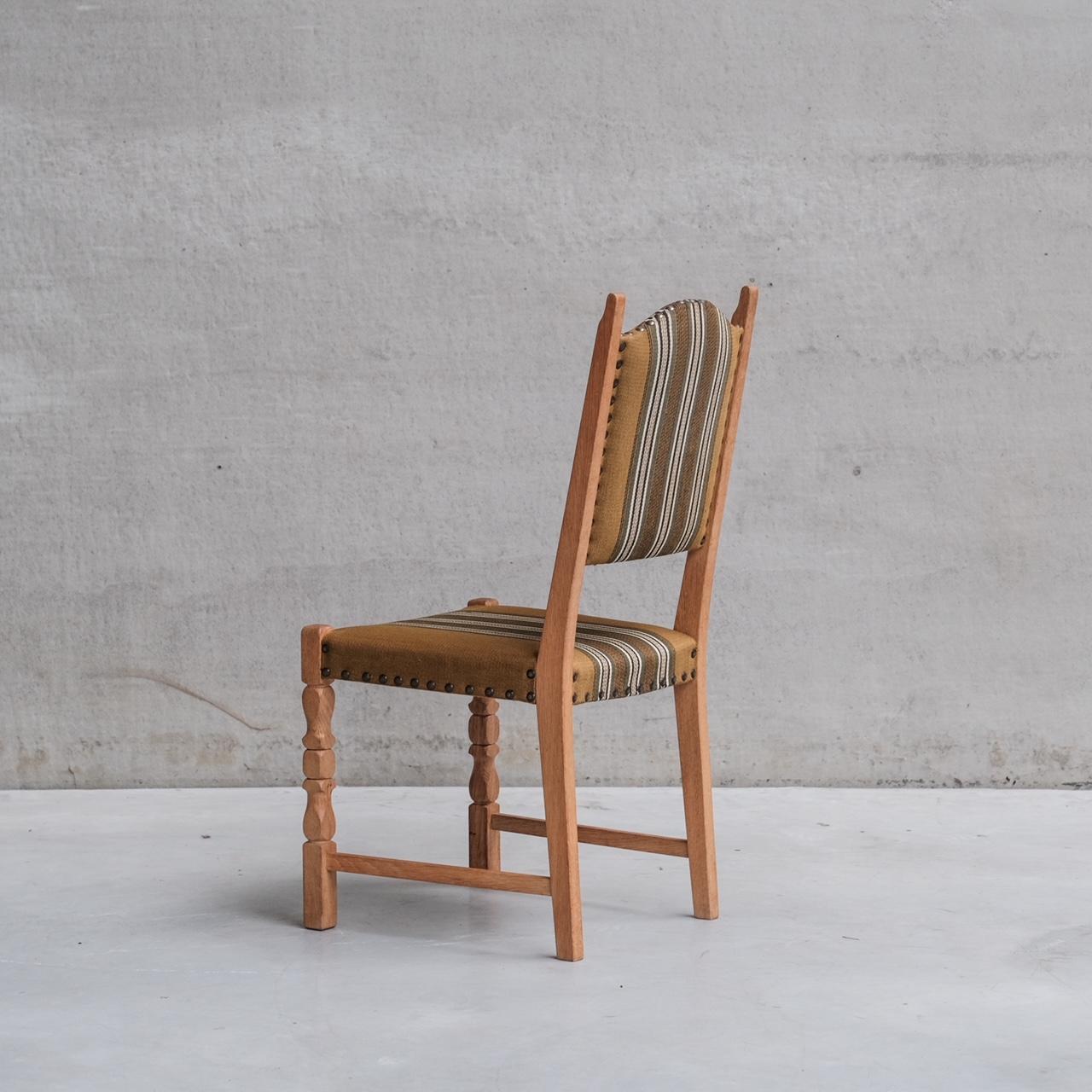 Danish Mid-Century Oak Upholstered Dining Chairs (6) In Good Condition For Sale In London, GB