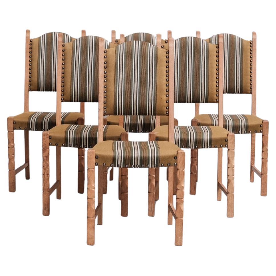Danish Mid-Century Oak Upholstered Dining Chairs (6) For Sale