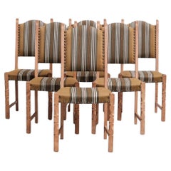 Retro Danish Mid-Century Oak Upholstered Dining Chairs (6)