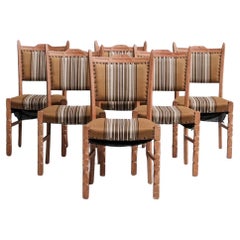 Danish Mid-Century Oak Upholstered Dining Chairs (6)