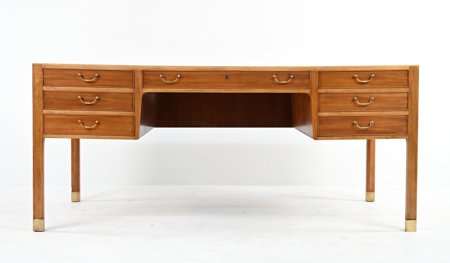 Mid-Century Modern Danish Mid-Century Ole Wanscher for AJ Iversen Mahogany Executive Desk