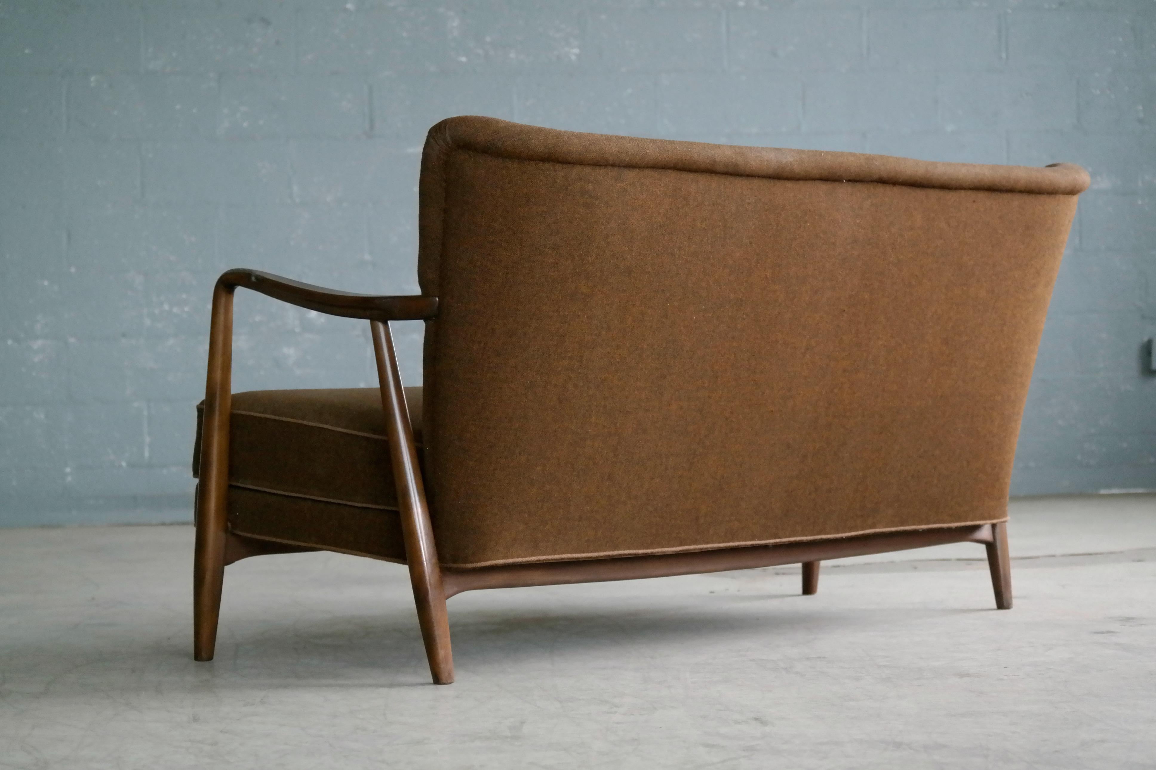 Mid-20th Century Danish Midcentury Open Arm Settee in Style of Aksel Bender Madsen