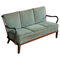 Danish Midcentury Open Arm Spindle Back Sofa Model 95 by Slagelse