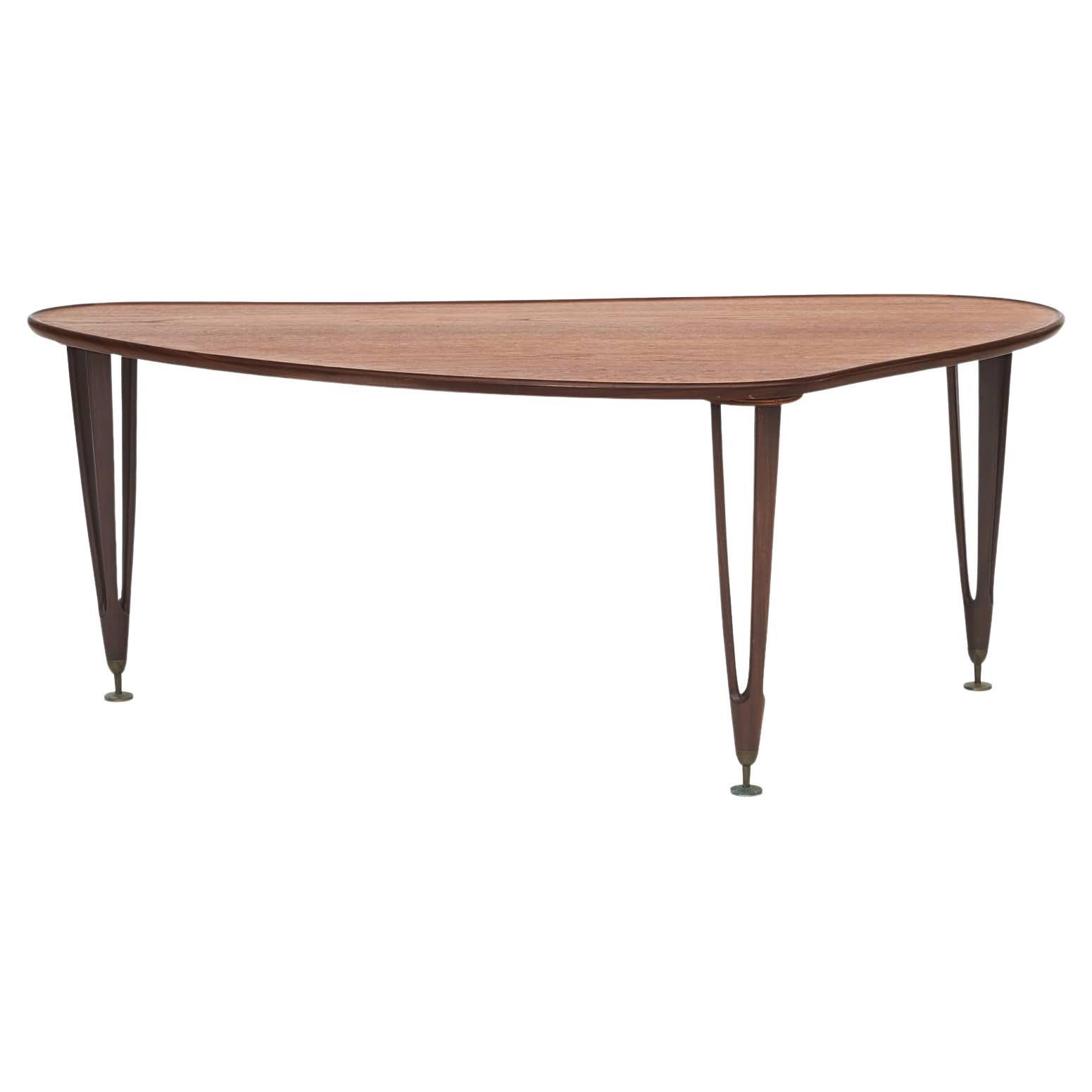 Danish Mid-Century Organically Shaped Teak Coffee Table by BC Møbler For Sale at