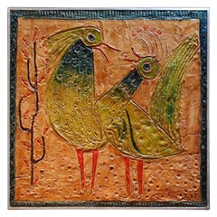 Dänisches Gemälde aus der Jahrhundertmitte "Pfauen" von Alfred Lem