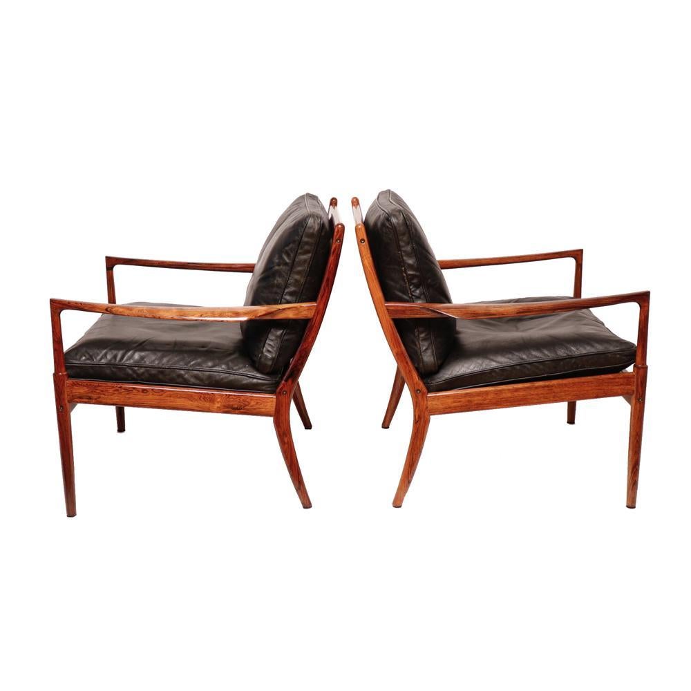 Scandinavian Modern Danish Midcentury Pair of “Samso” Lounge Chairs by Ib Kofod-Larsen, 1960 For Sale