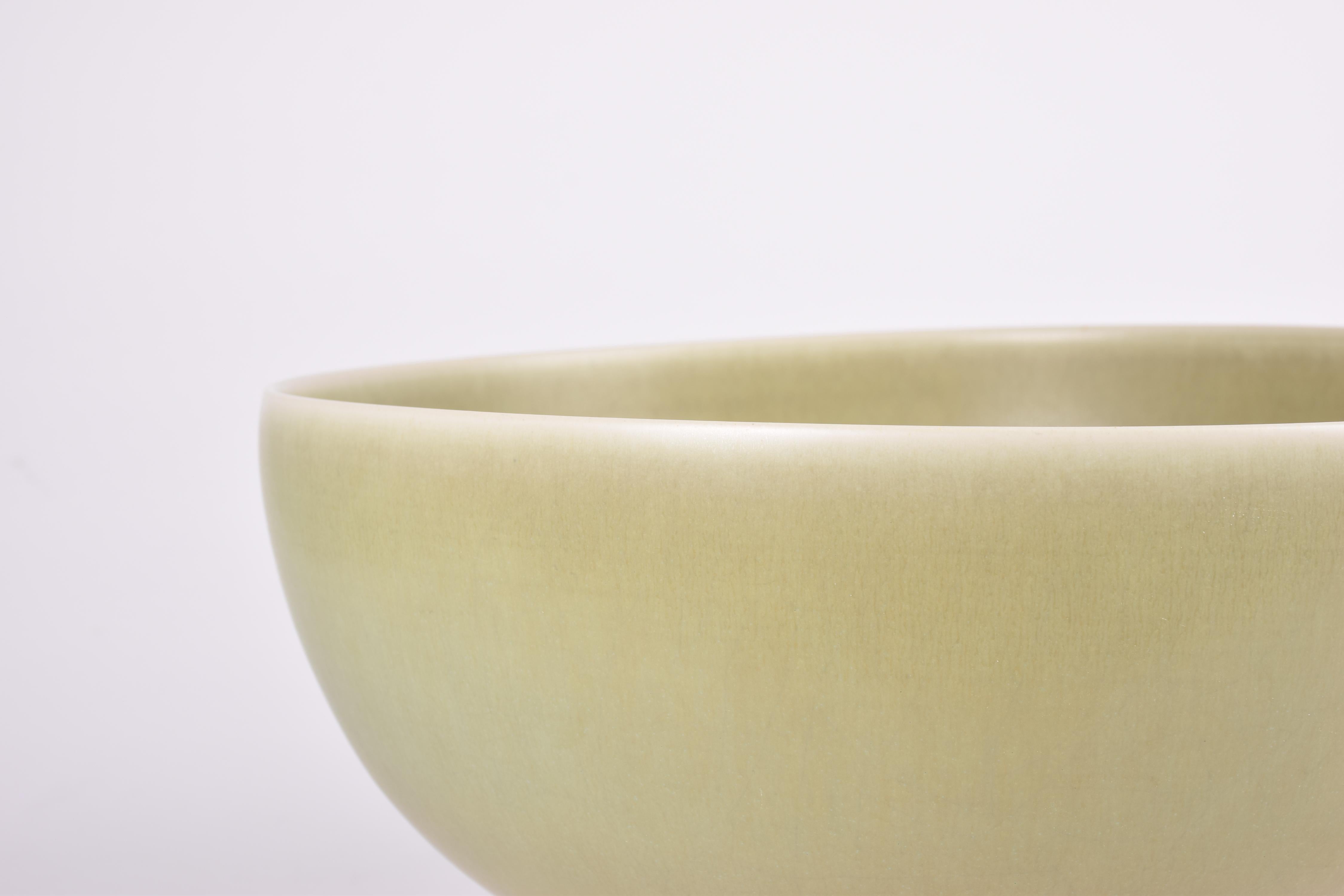 Mid-Century Modern Danish Midcentury Palshus Huge Ceramic Bowl Pale Green Haresfur Glaze