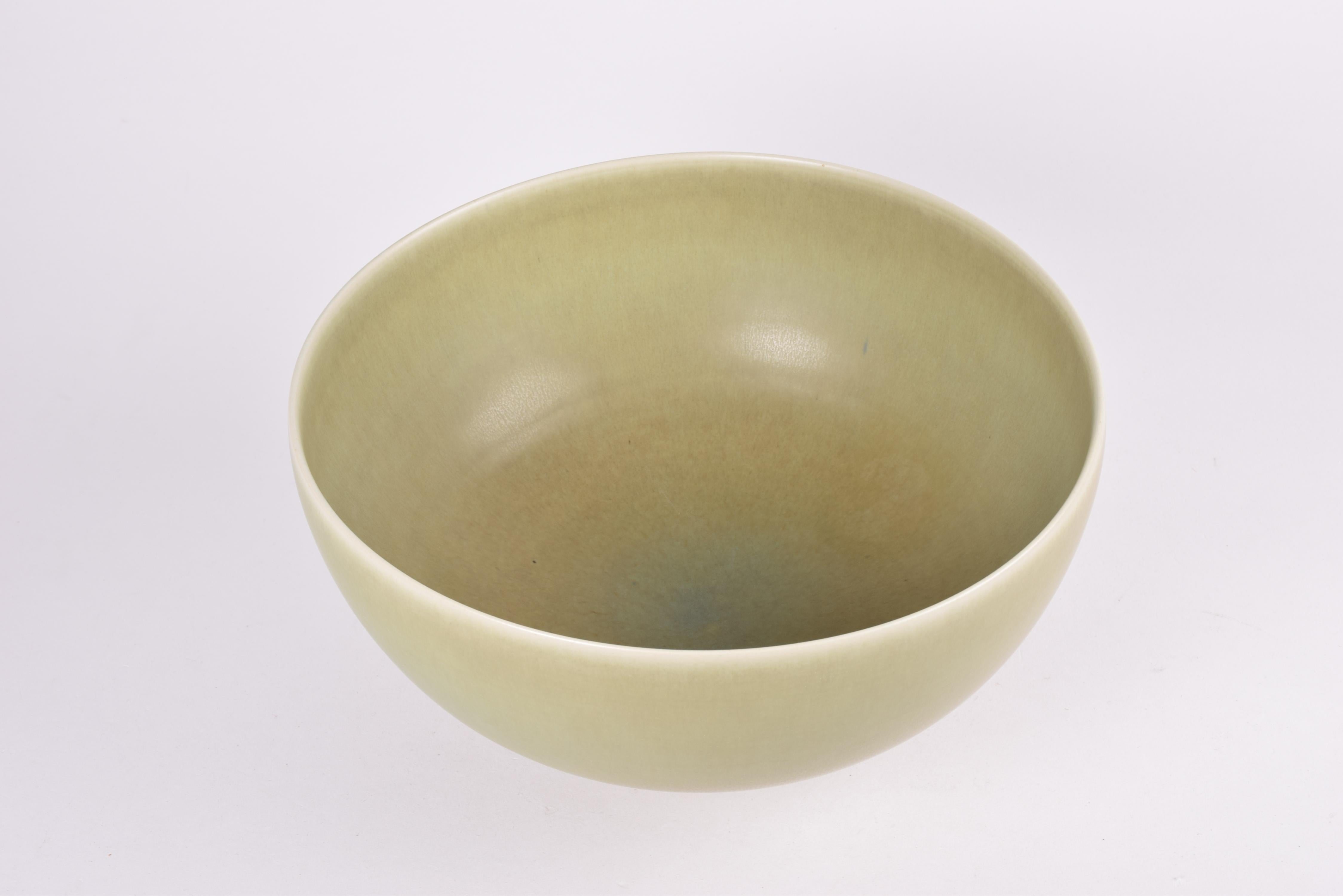 Danish Midcentury Palshus Huge Ceramic Bowl Pale Green Haresfur Glaze In Good Condition In Aarhus C, DK