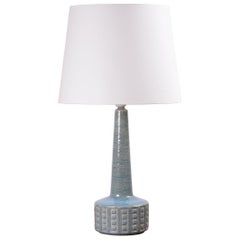 Danish Midcentury Palshus Tall Aqua Blue Table Lamp with New Lampshade, 1960s