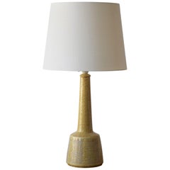 Danish Midcentury Palshus Tall Table Lamp with Yellow Glaze and Lampshade, 1960s