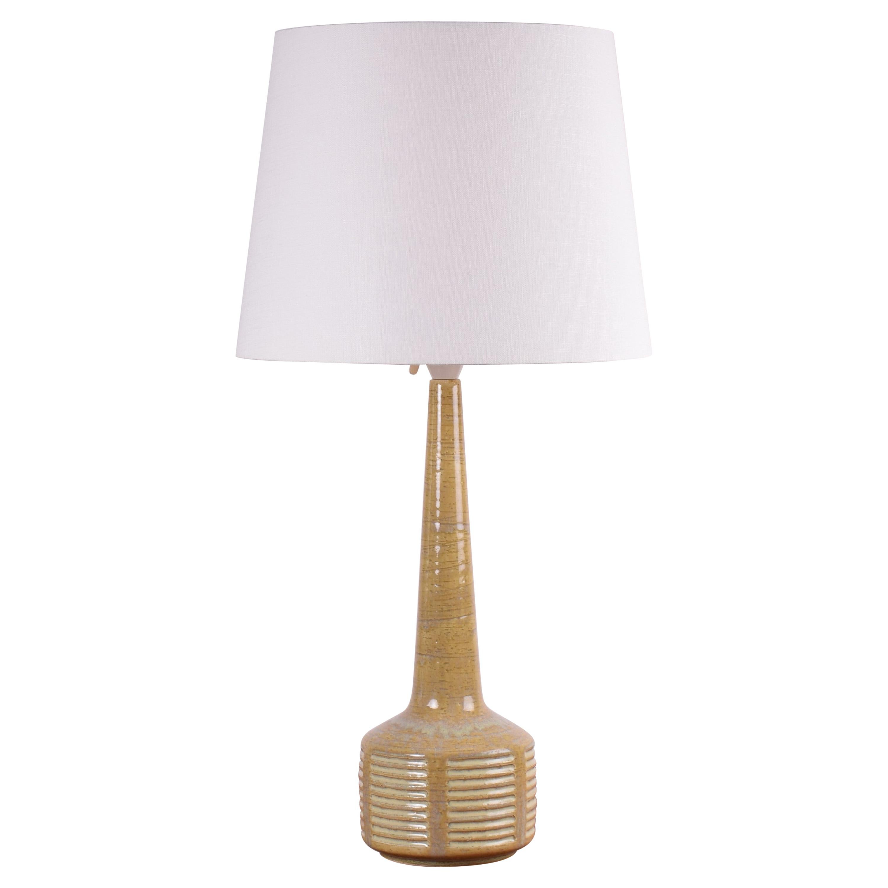 Danish Midcentury Palshus Yellow Table Lamp Stripe Decor Incl New Lampshade For Sale at 1stDibs