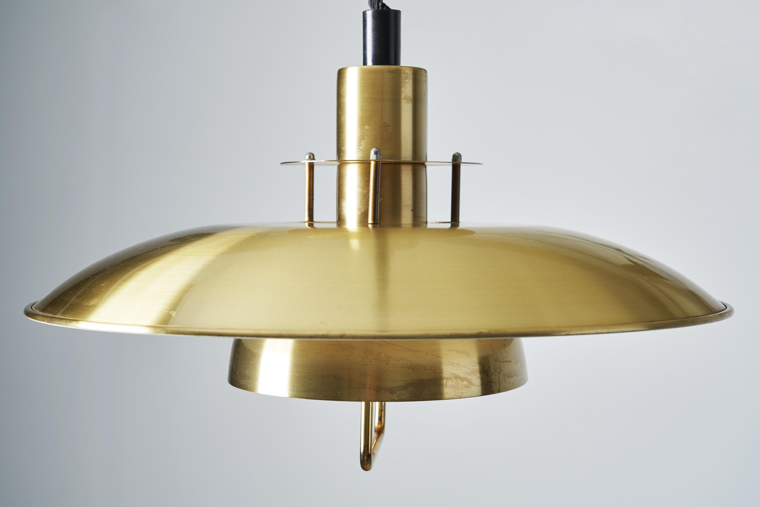 Brass Danish Mid-Century Pendant Lamp by Lyskjær Belysning, Denmark 1960s 