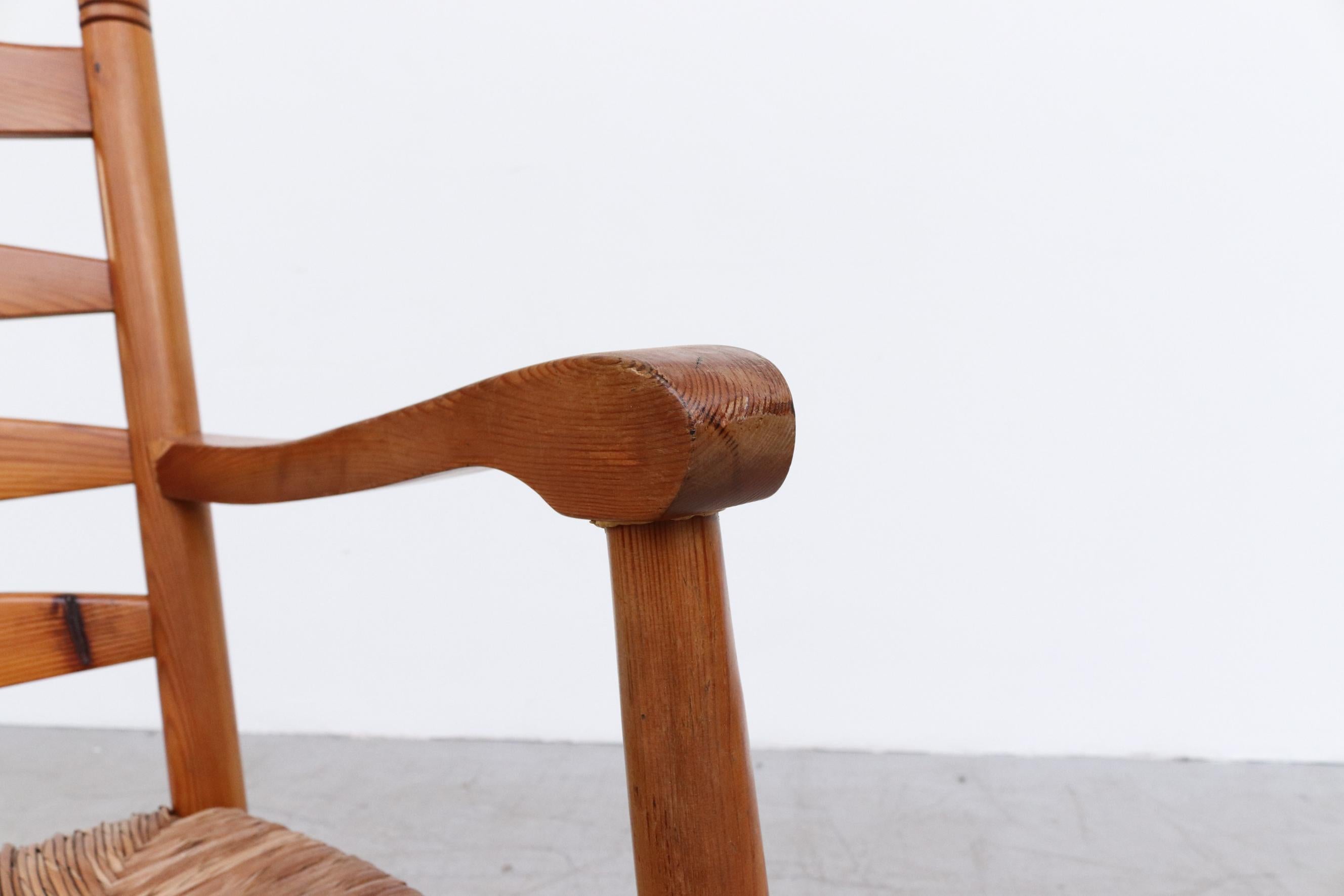 Danish Mid-Century Pine and Rush Rocking Chair For Sale 8