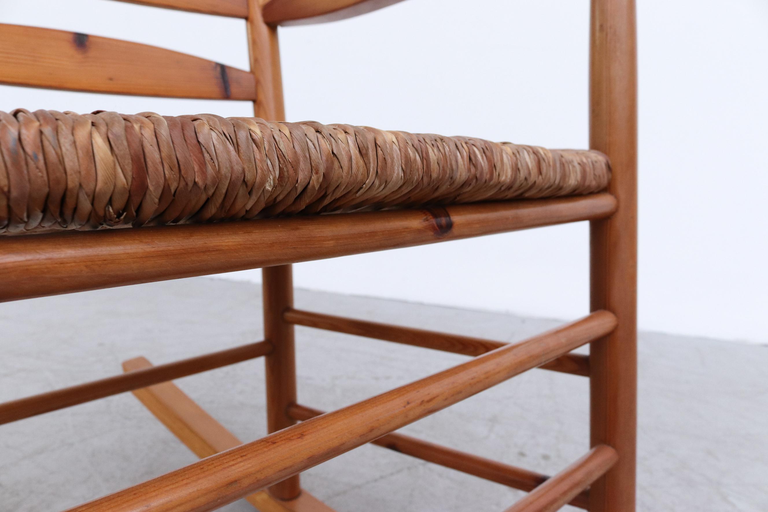 Danish Mid-Century Pine and Rush Rocking Chair For Sale 9