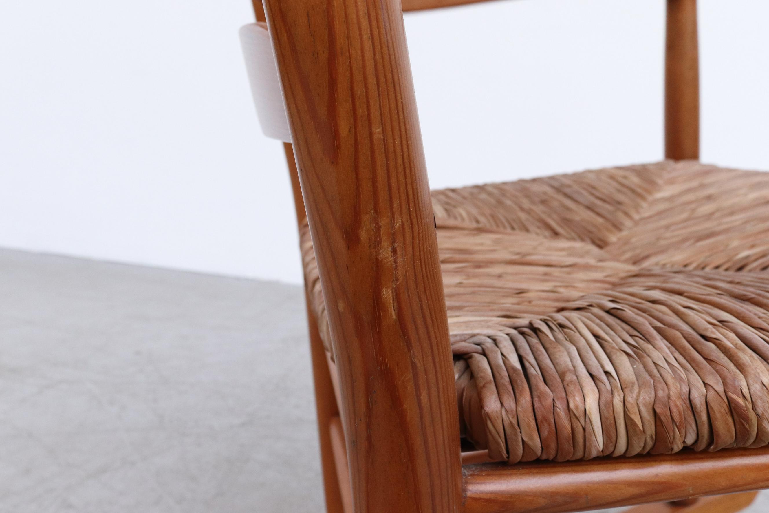 Danish Mid-Century Pine and Rush Rocking Chair Inspired by Charlotte Perriand For Sale 11