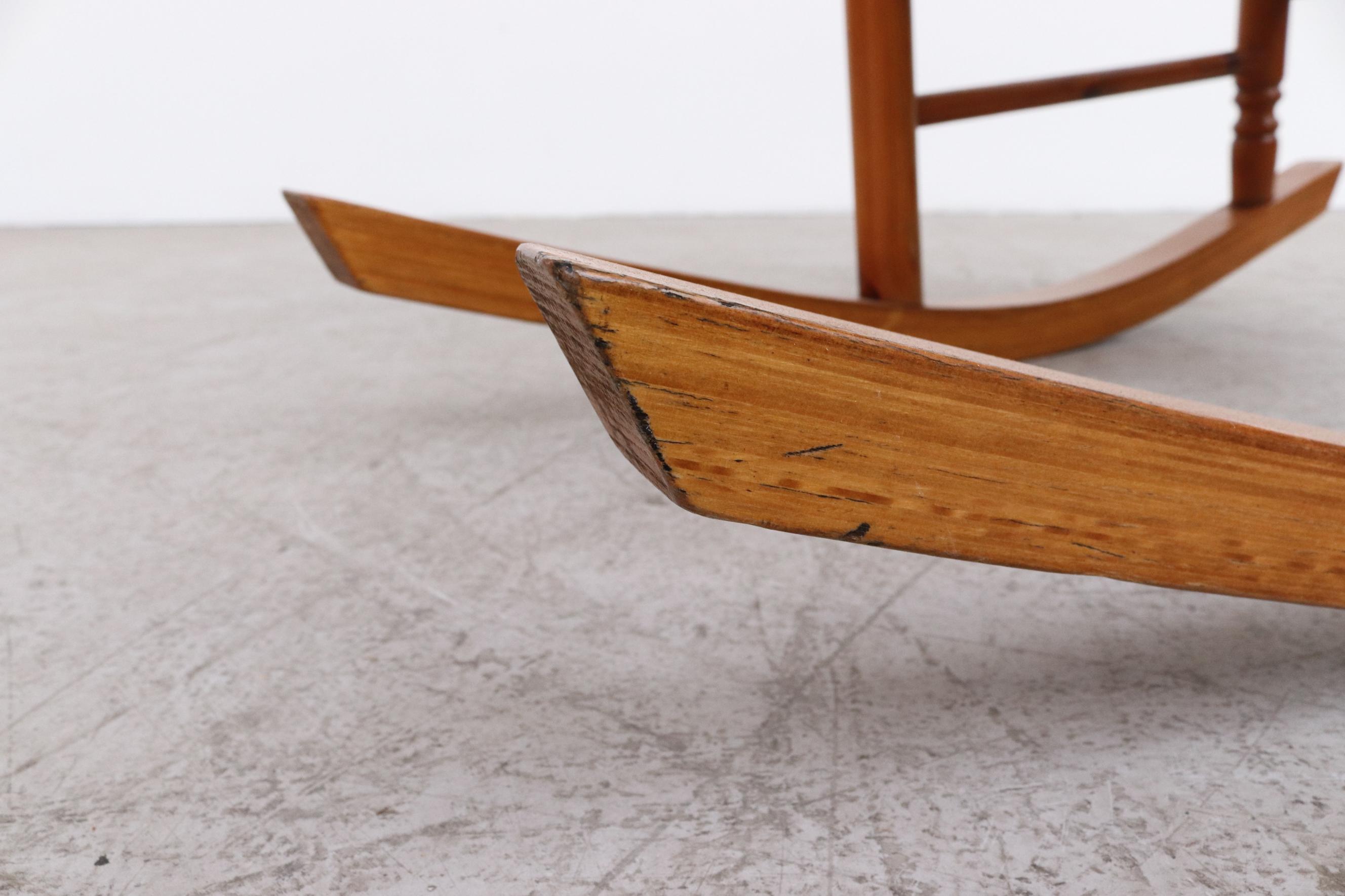 Danish Mid-Century Pine and Rush Rocking Chair For Sale 13