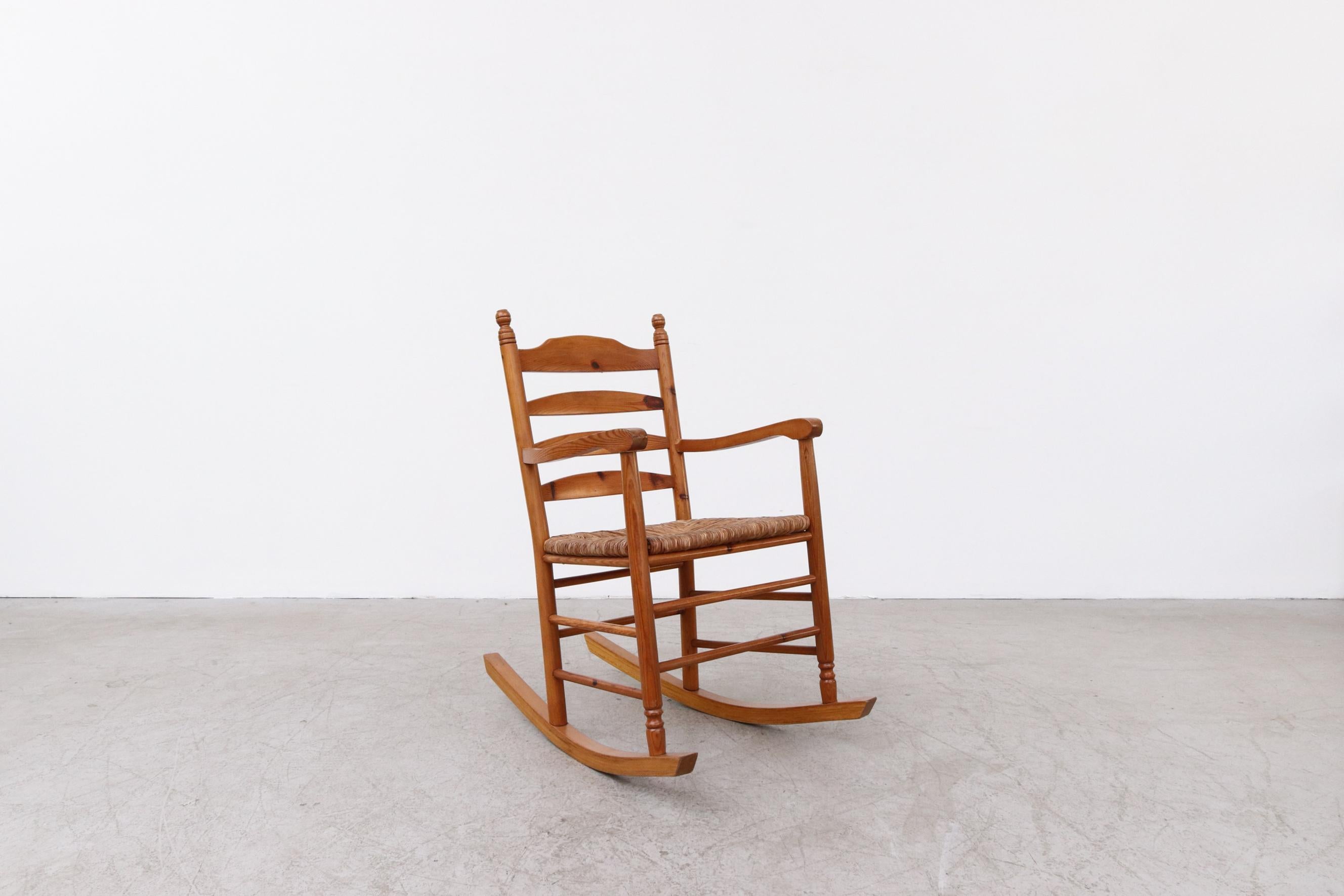 Mid-Century Modern Danish Mid-Century Pine and Rush Rocking Chair For Sale