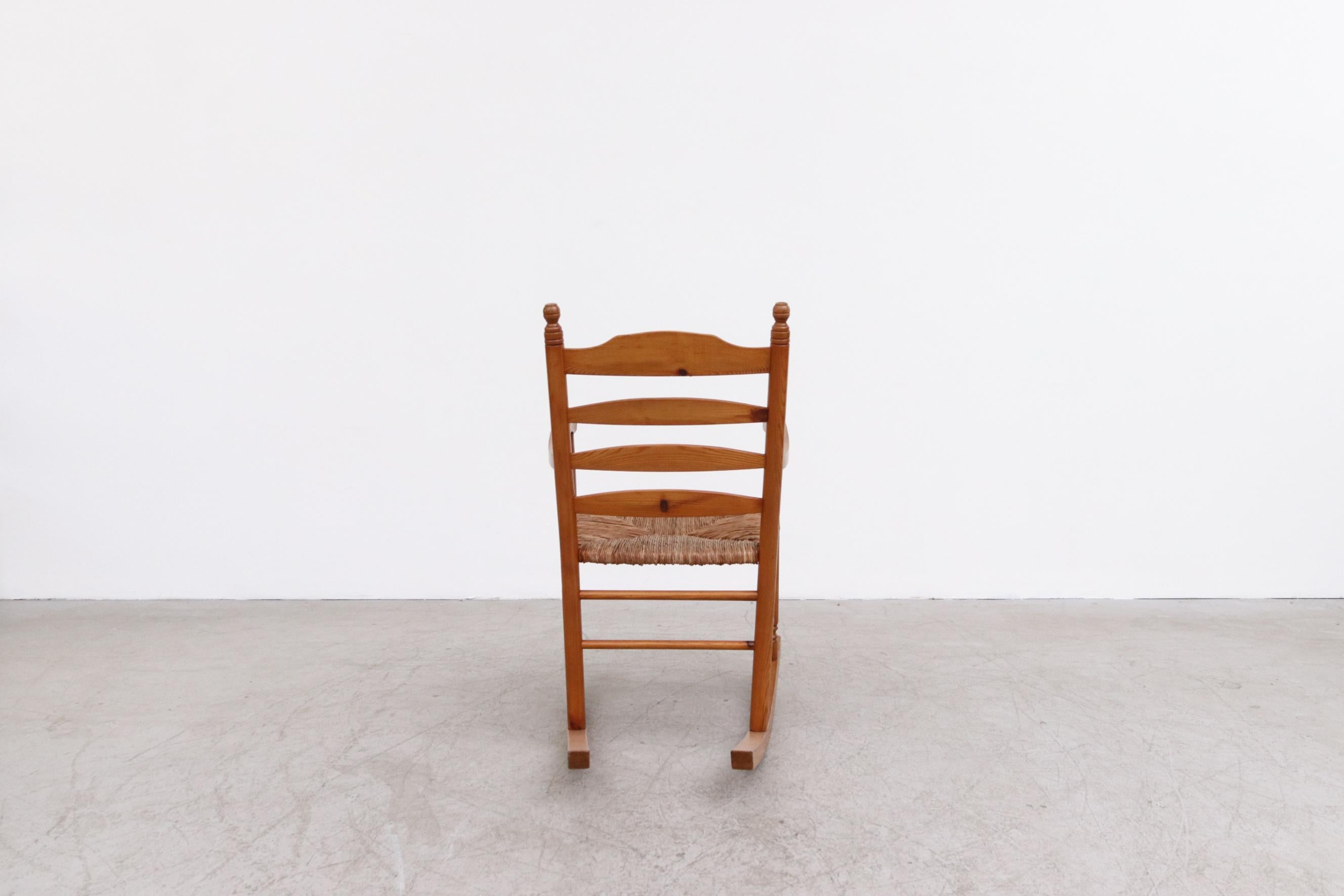 Danish Mid-Century Pine and Rush Rocking Chair For Sale 2