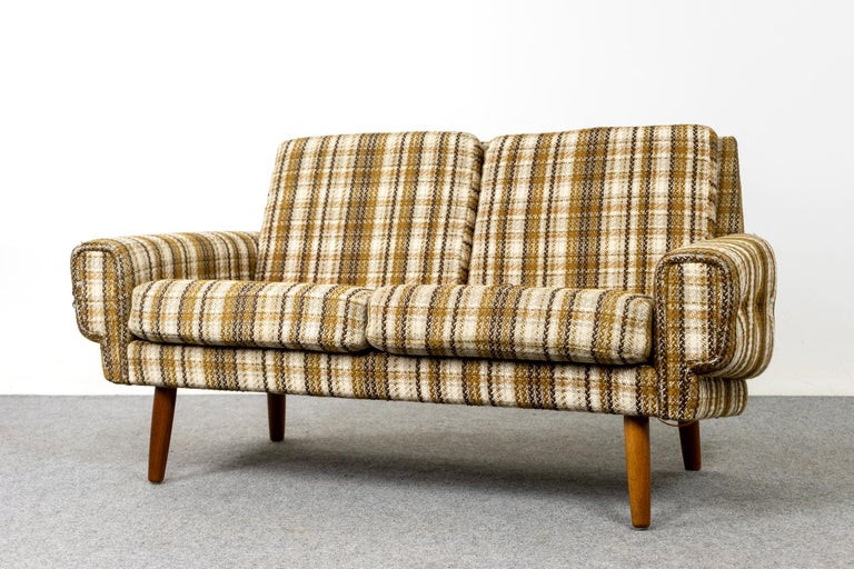 Danish MidCentury Plaid Upholstered Loveseat For Sale at 1stDibs