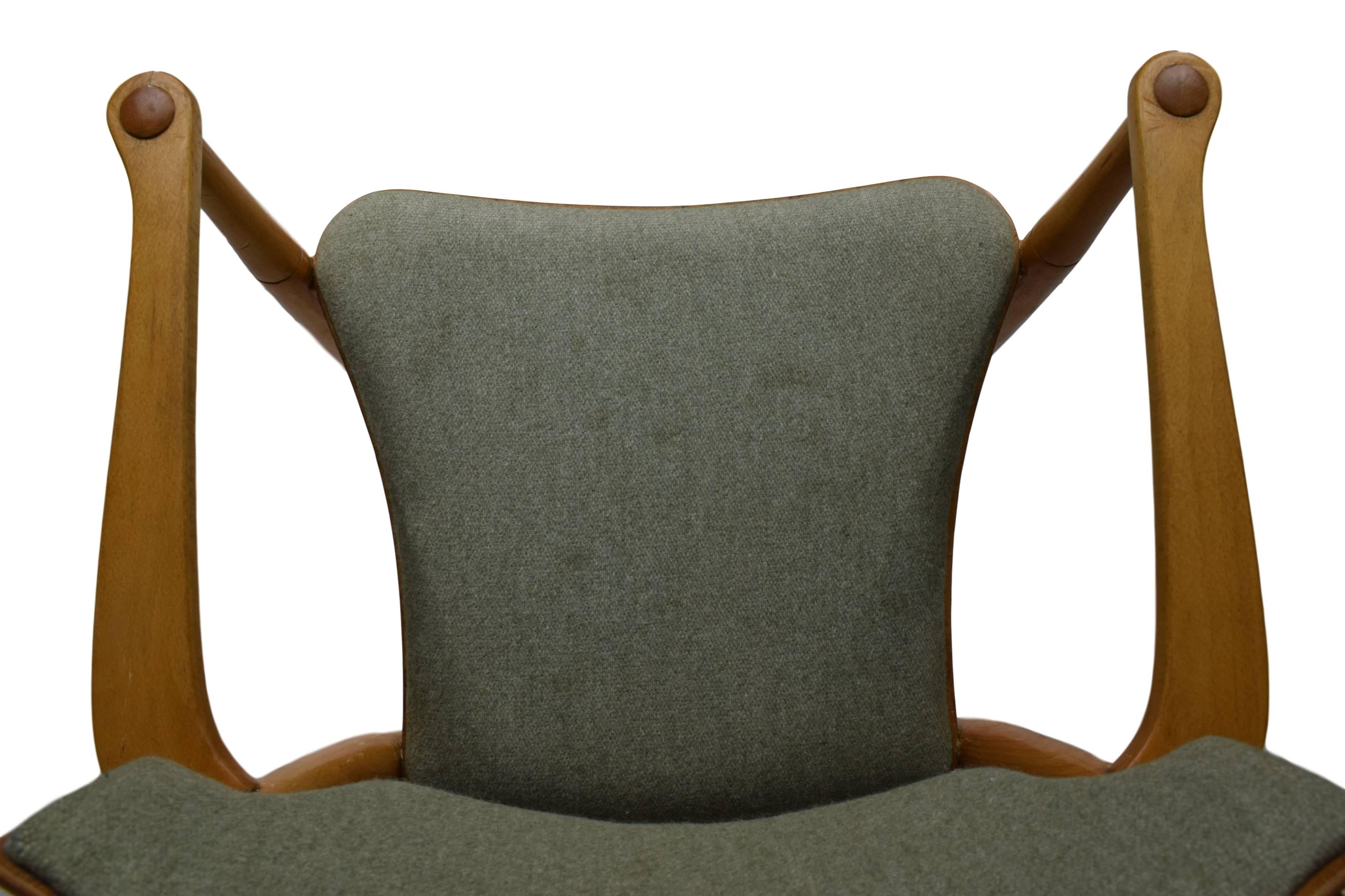 Danish Midcentury Portex Chair by Peter Hvidt & Orla Mølgaard, Woollen Fabric For Sale 5