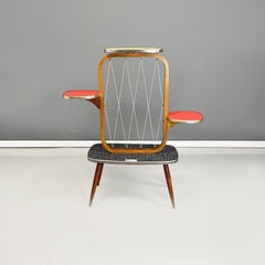 Porte-pots danois du milieu du siècle dernier en bois, formica, fil de plastique et métal, années 1960