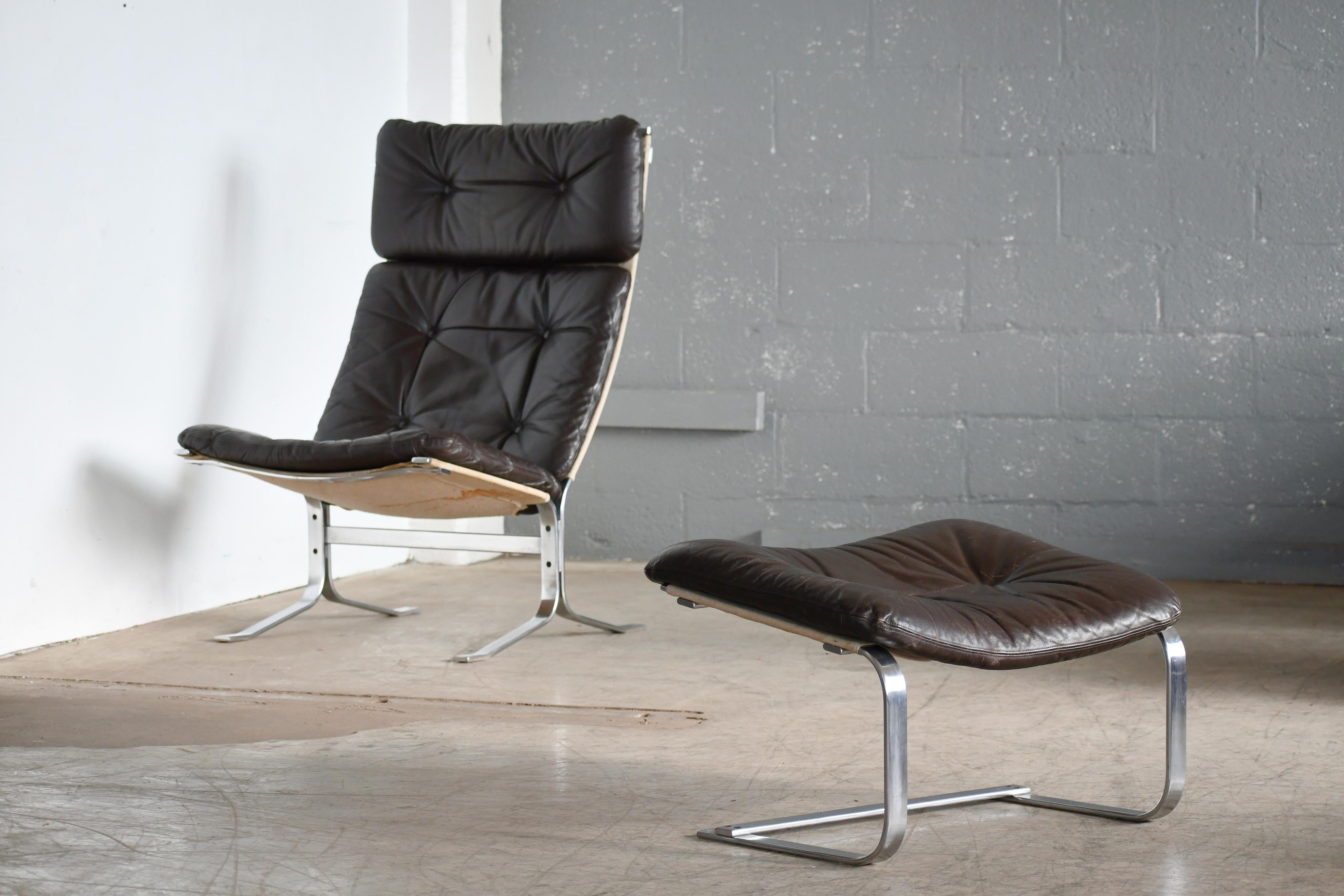 Mid-20th Century Danish Mid-Century Poul Kjaerholm Style Easy Chair in Leather and Steel ca, 1970 For Sale