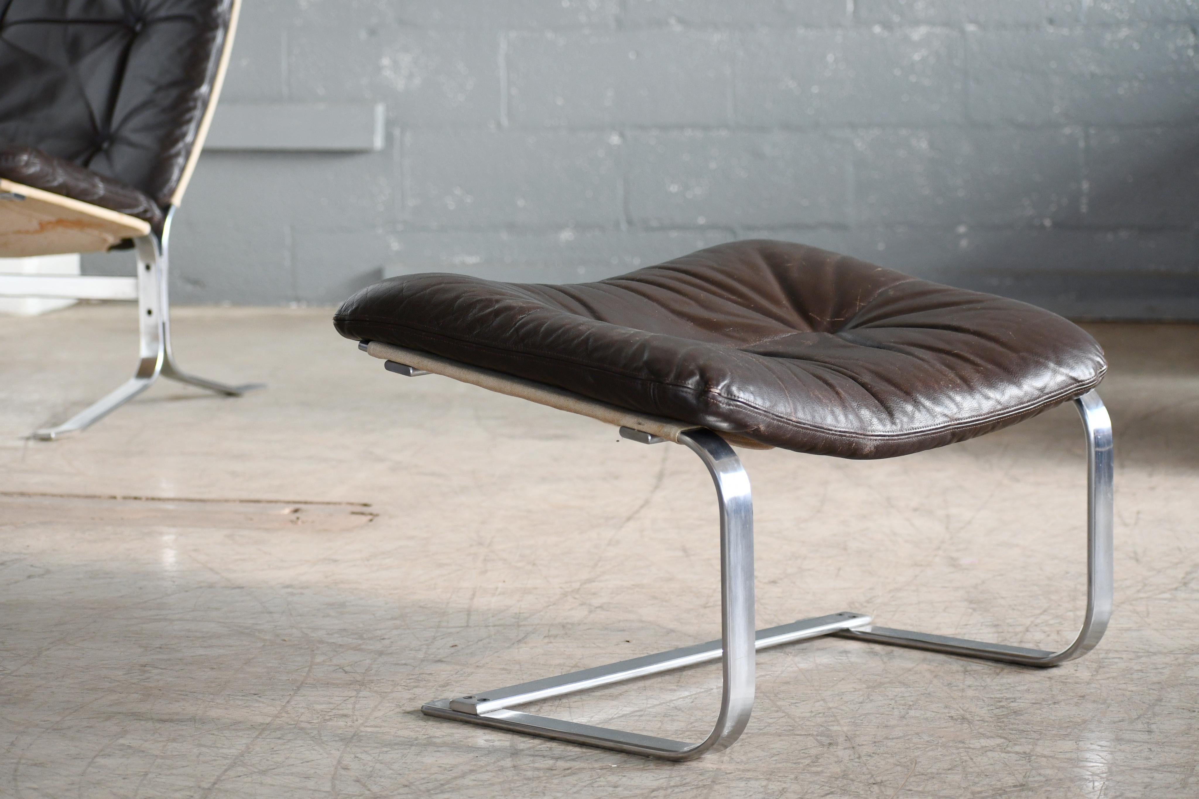 Stainless Steel Danish Mid-Century Poul Kjaerholm Style Easy Chair in Leather and Steel ca, 1970 For Sale