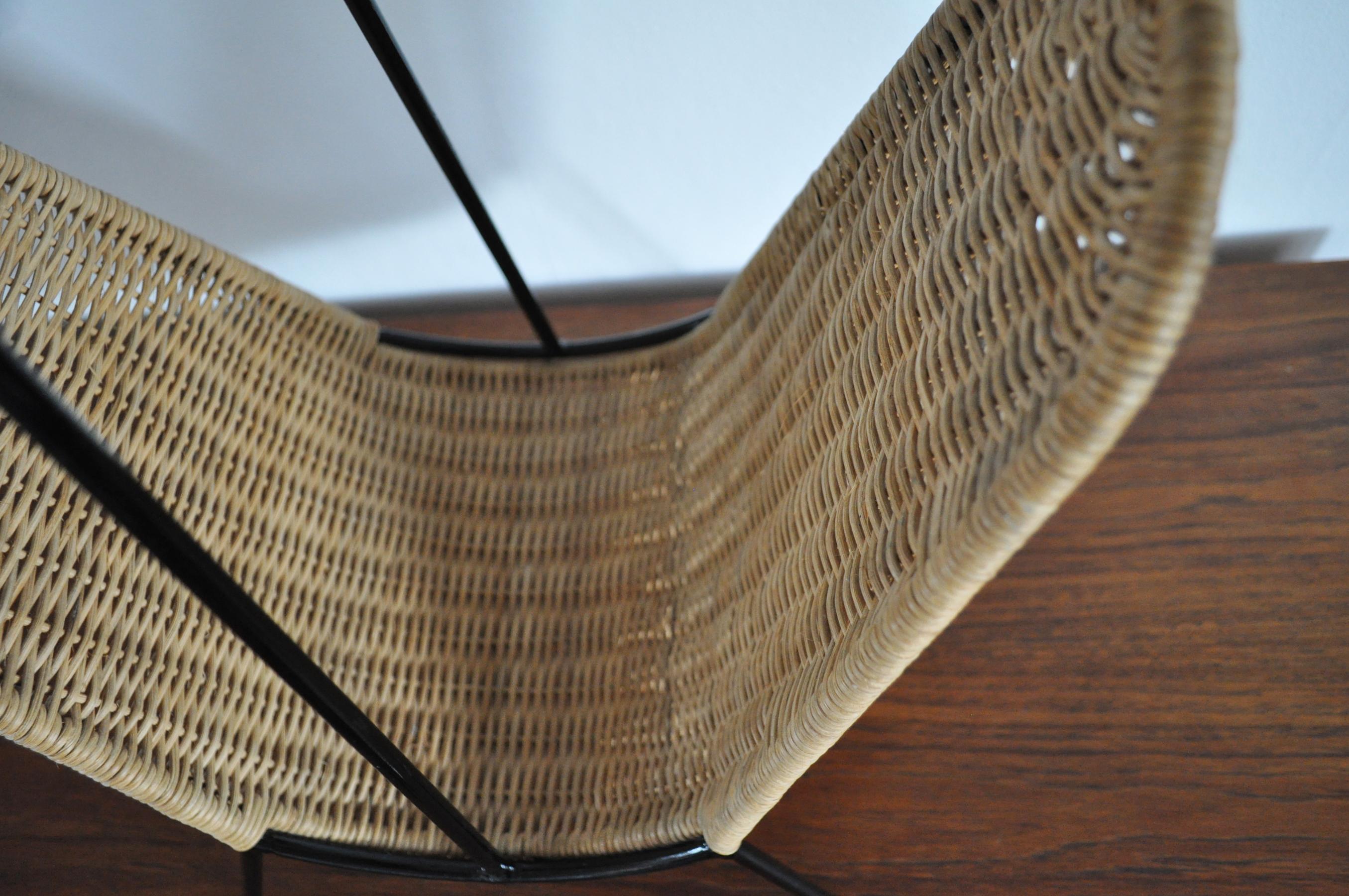 Danish Modern Rattan Magazine Rack attributed to Carl Auböck, 1960s In Good Condition For Sale In Vordingborg, DK