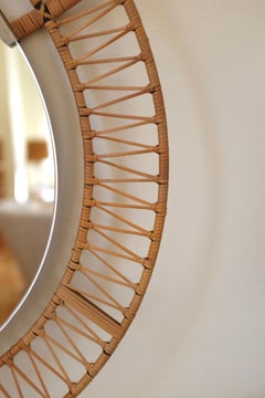 Danish Mid-century Rattan Mirror