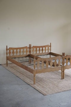 Danish Mid century "Razorblade" beds in solid oak, by Henning Kjærnulf, 1960s