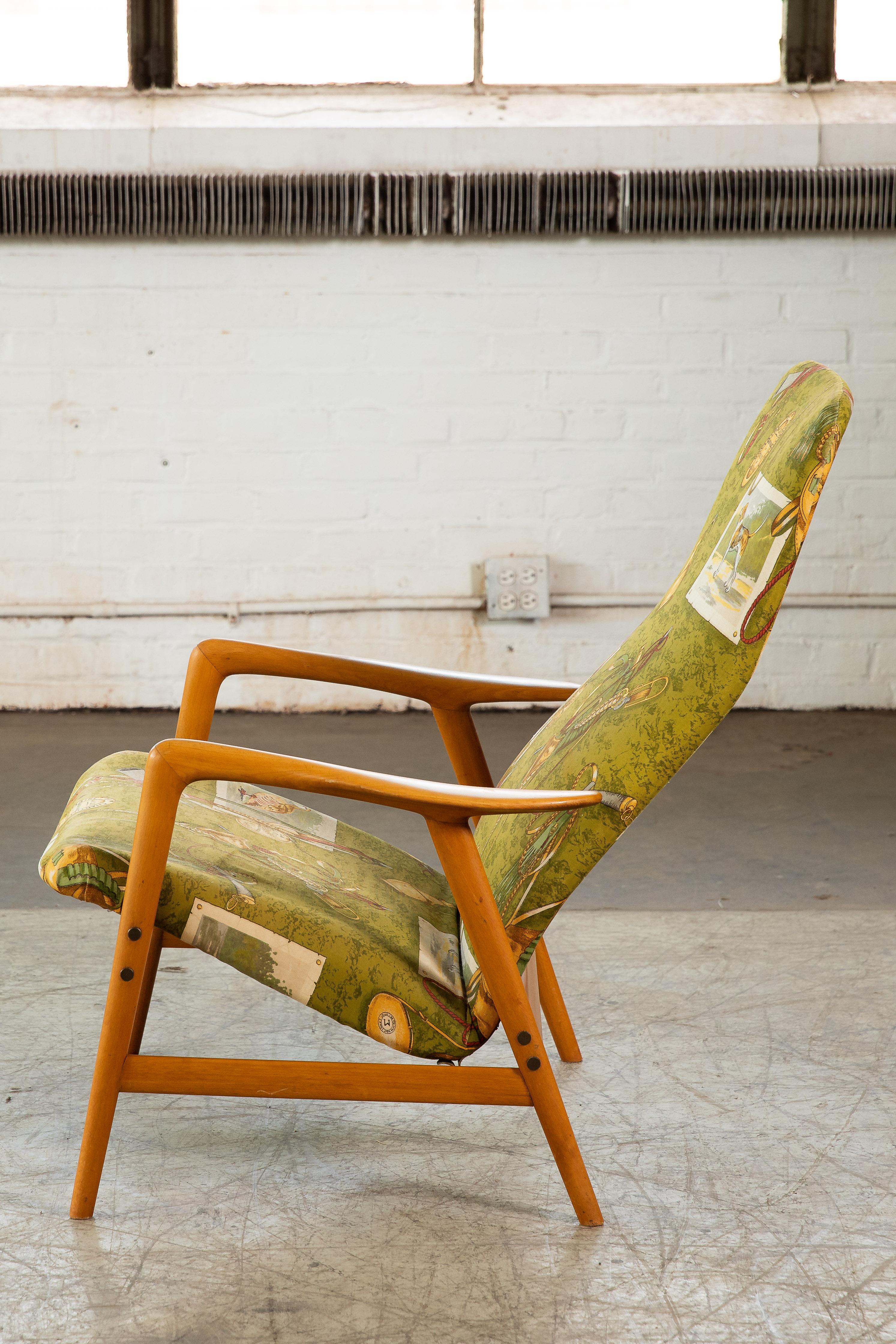 Mid-Century Modern Danish Mid-Century Reclining Highback Lounge Chair Model 4312 by Fritz Hansen