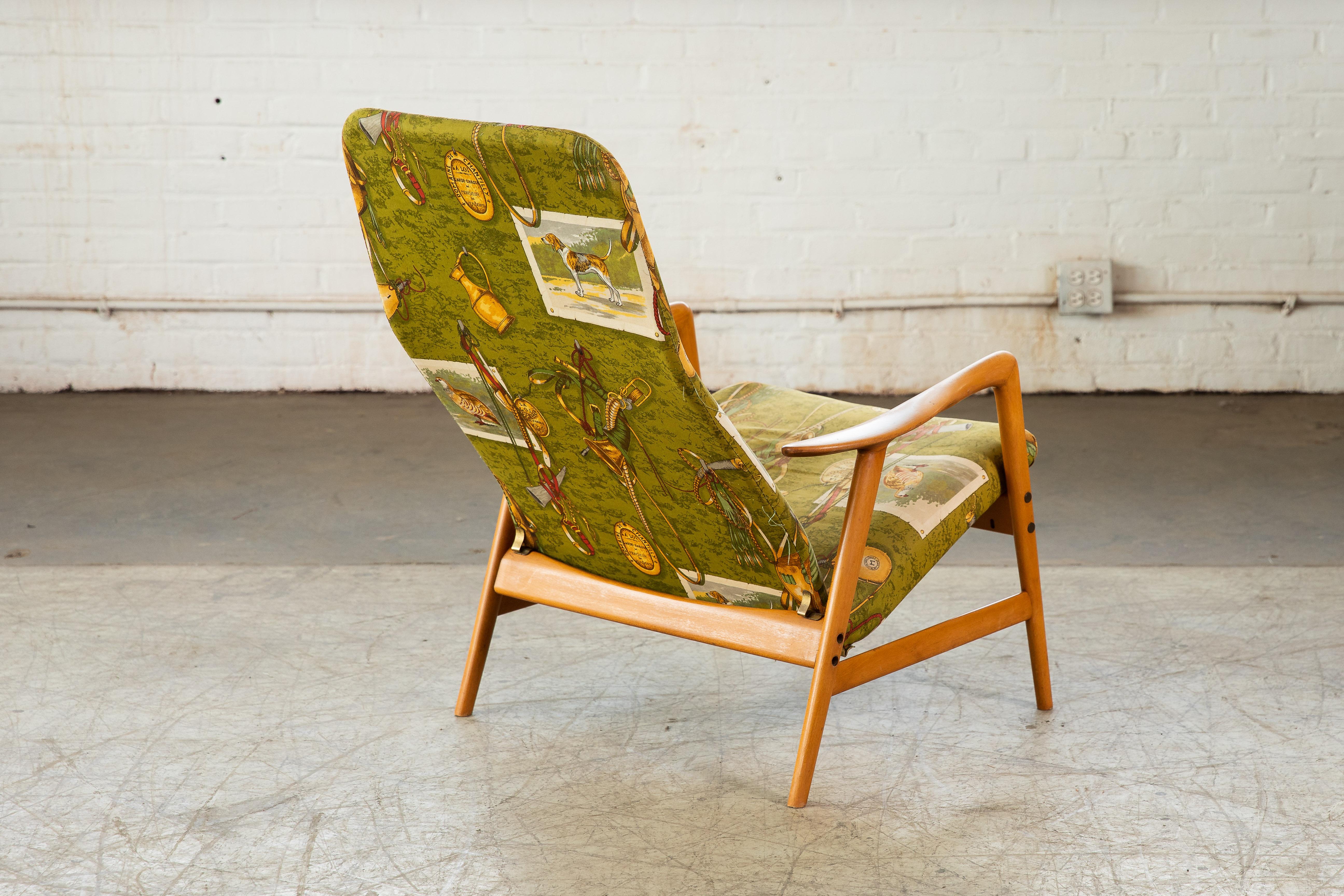 Swedish Danish Mid-Century Reclining Highback Lounge Chair Model 4312 by Fritz Hansen