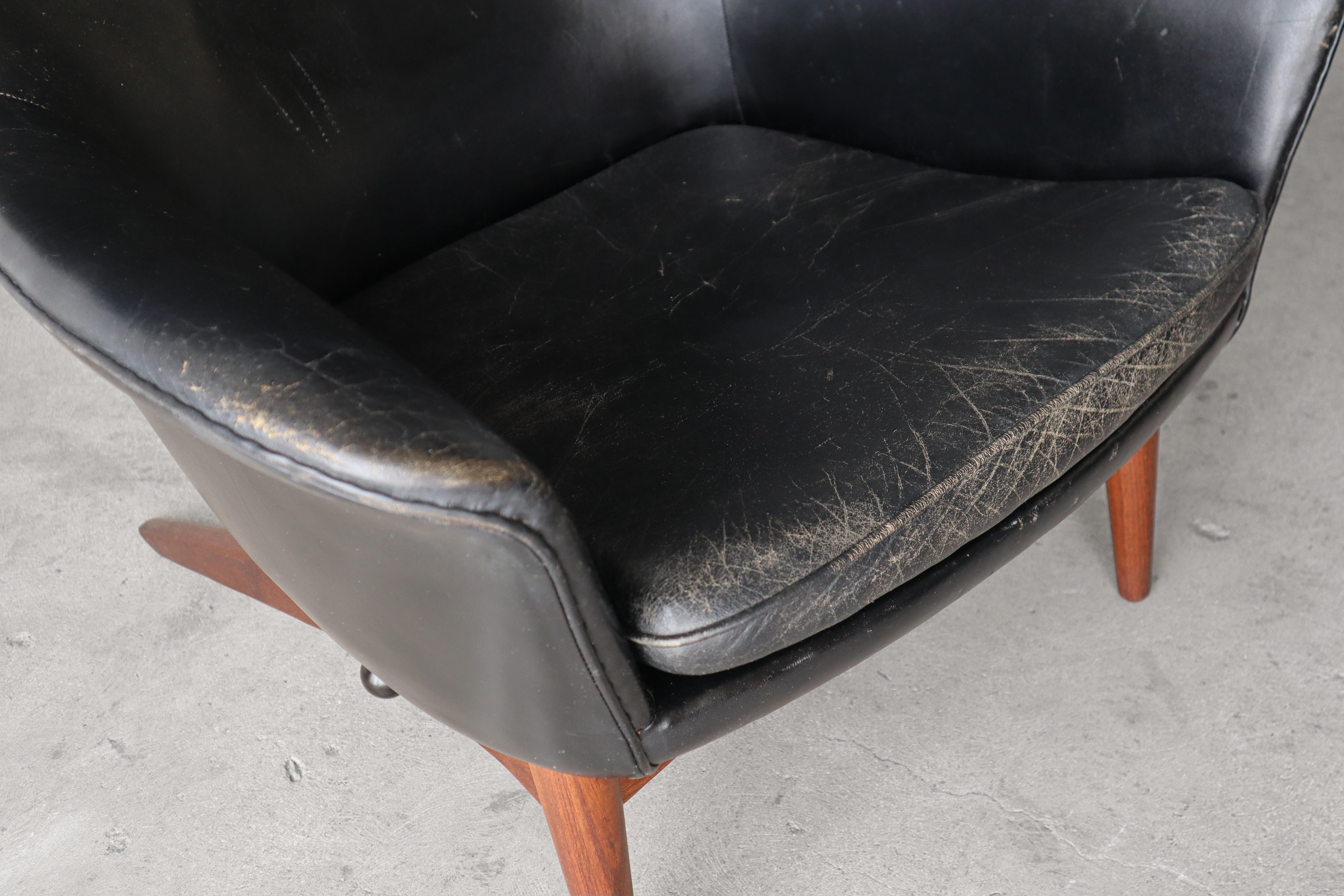 Danish Mid Century Reclining Lounge Chair by HW Klein for Bramin For Sale 2