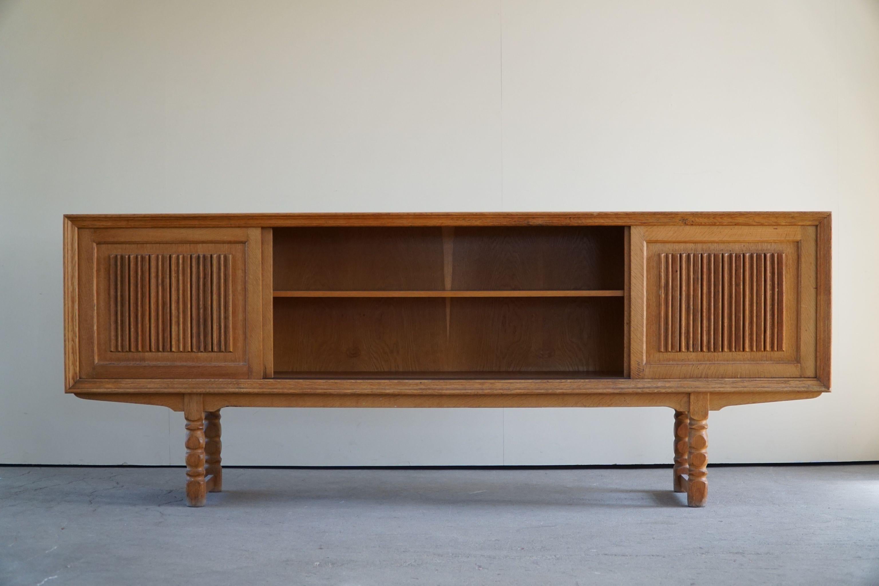 20th Century Danish Mid Century Rectangular Brutalist Classic Sideboard, Made in Oak, Ca 1950