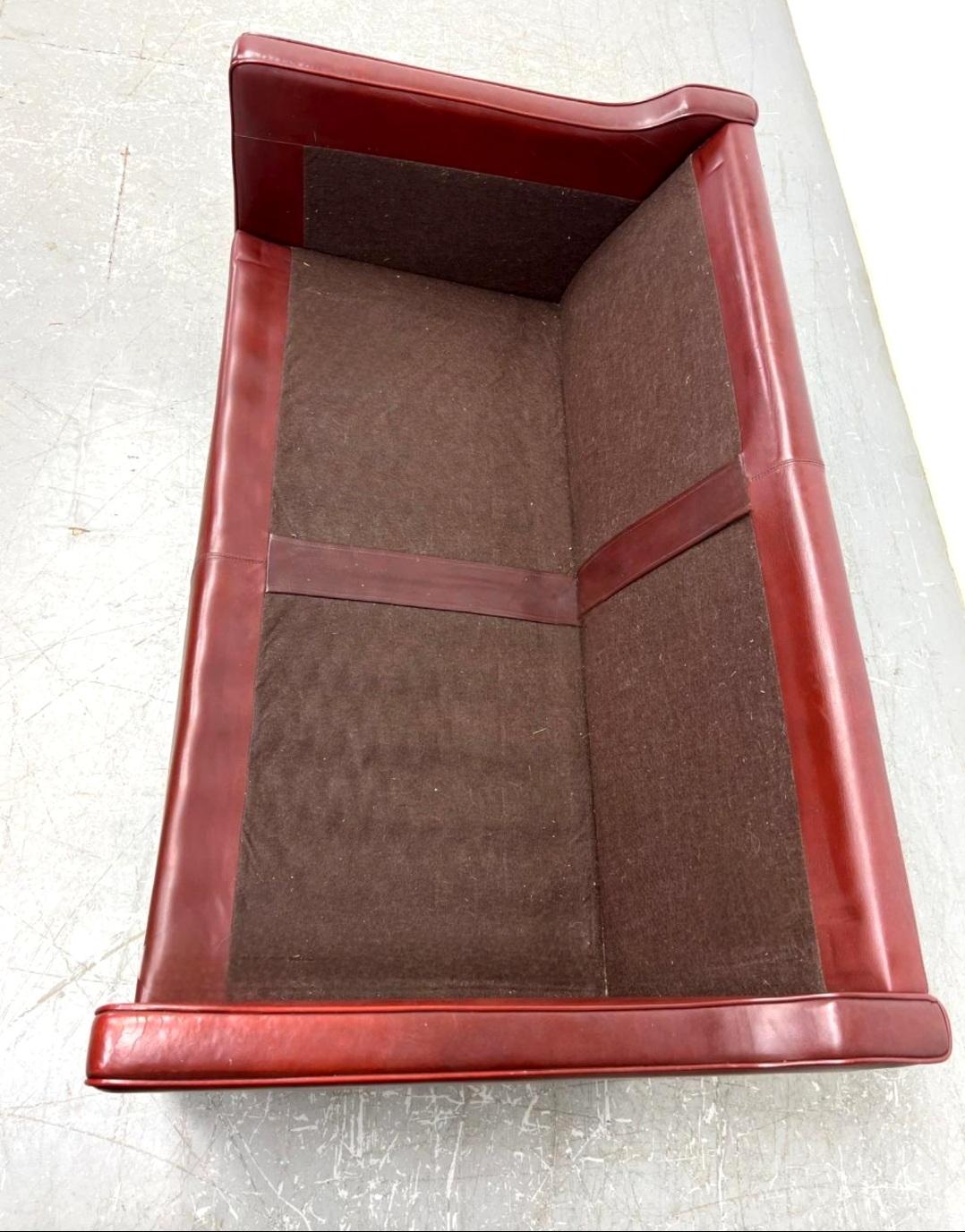 Mid-20th Century Danish Mid Century Red Leather Loveseat By Mogens Hansen Circa 1960's